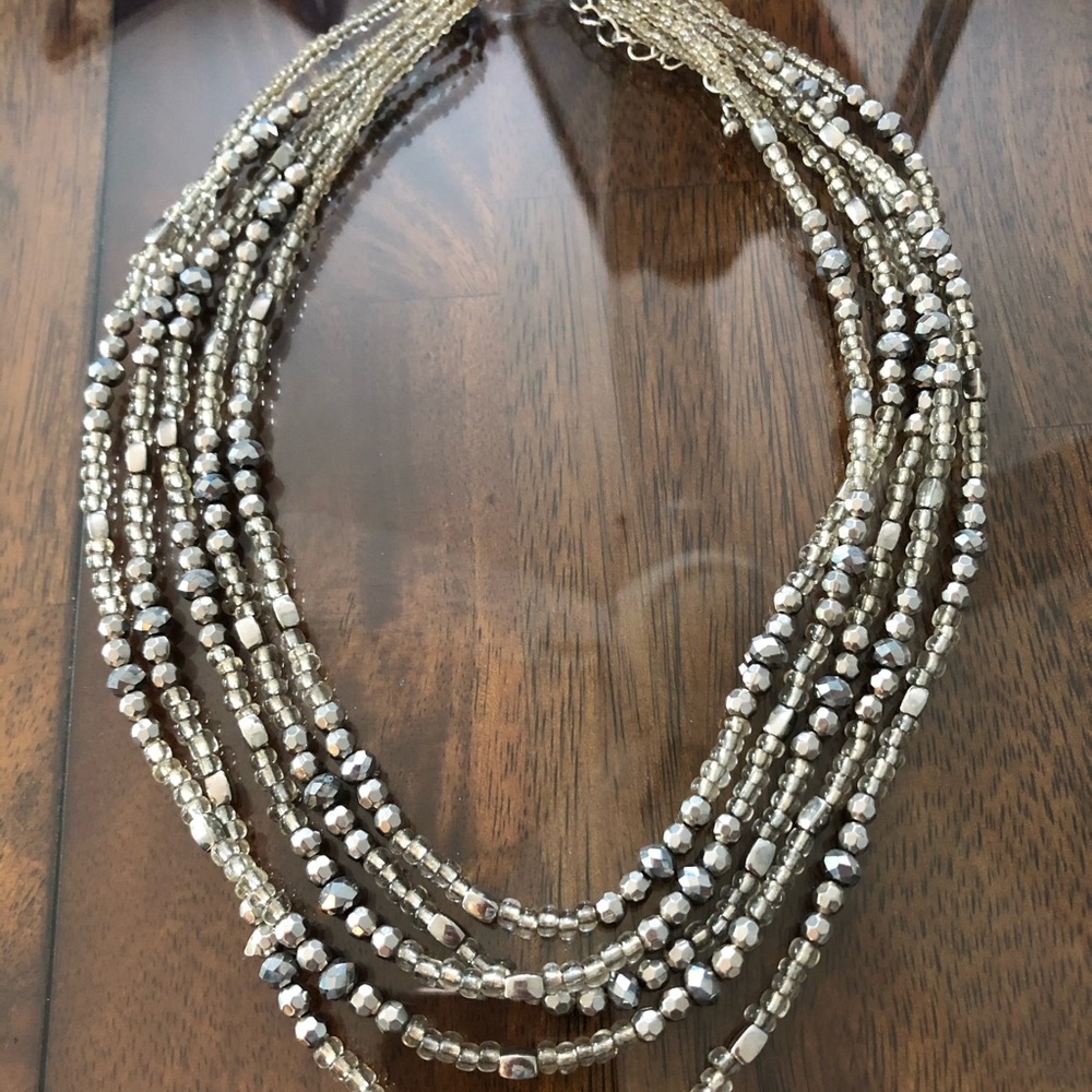 5 Tier Silver statement necklace